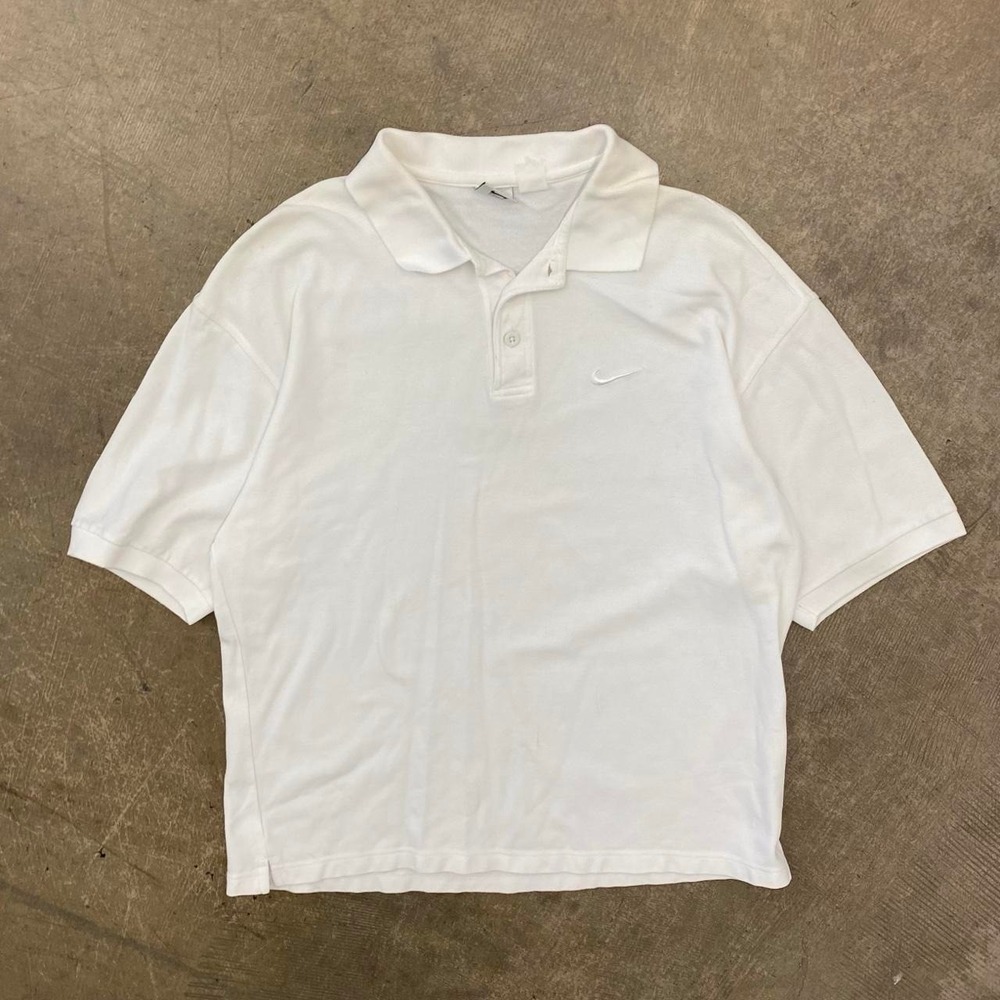 Vintage 90s Nike White Polo Golf Blank Swoosh Shirt Size Large